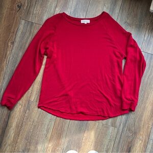 Women’s Classic Red Long-Sleeve Crewneck Soft Sweater